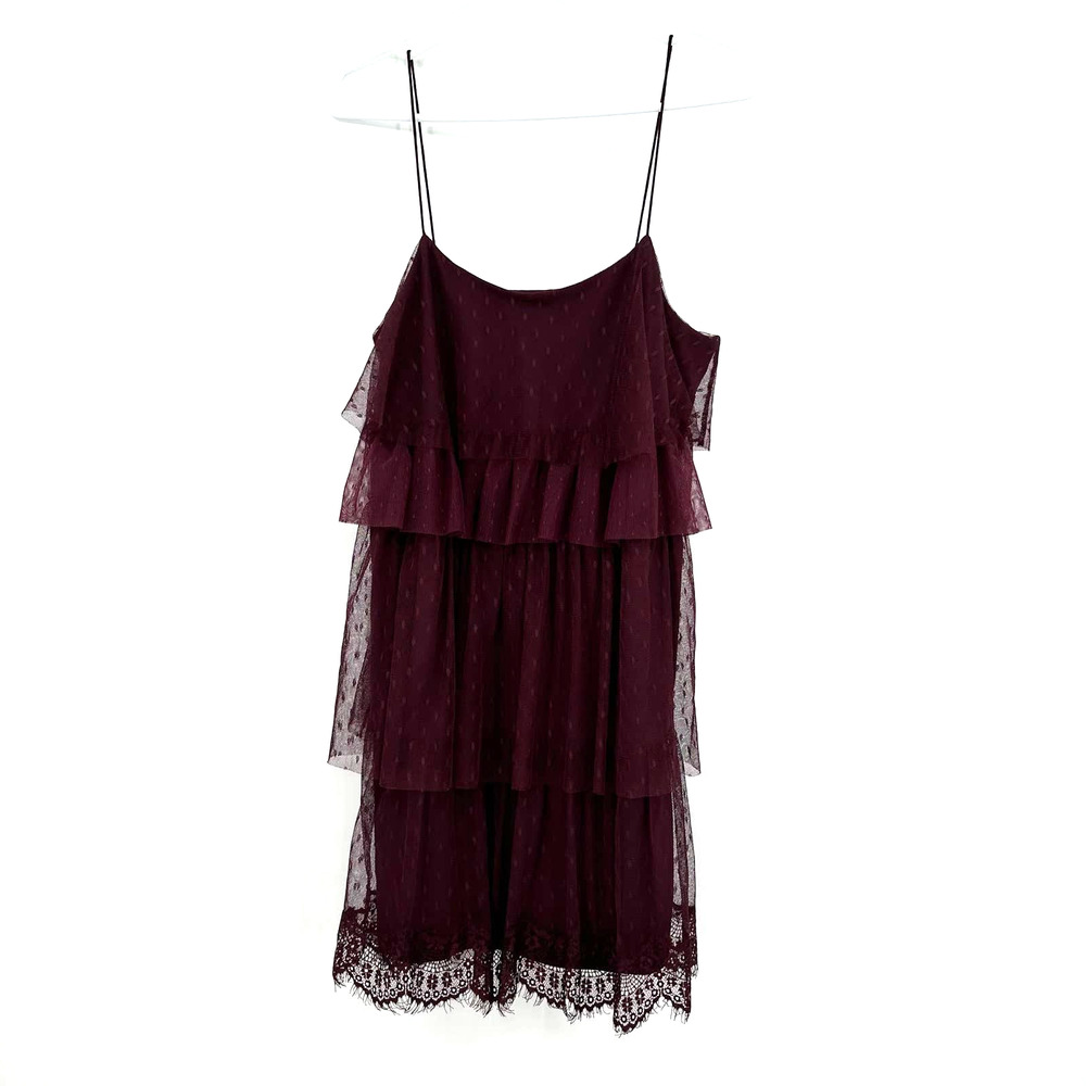 LC Lauren Conrad Runway size XS sleeveless‎ mini dress tiered purple burgundy